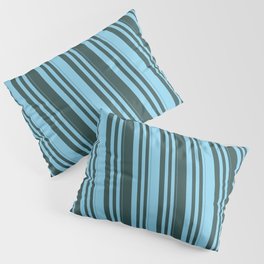 [ Thumbnail: Sky Blue and Dark Slate Gray Colored Lines Pattern Pillow Sham ]