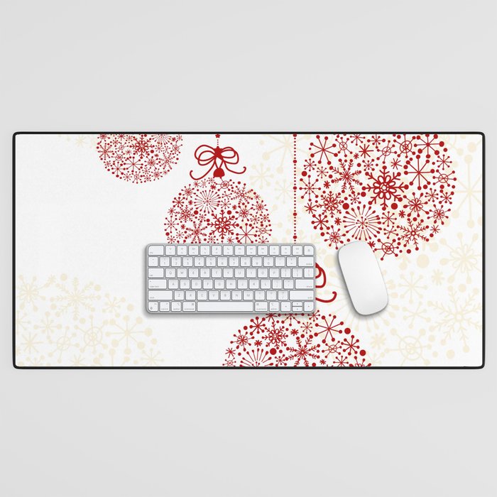 Christmas Baubles Made Of Snowflakes Desk Mat