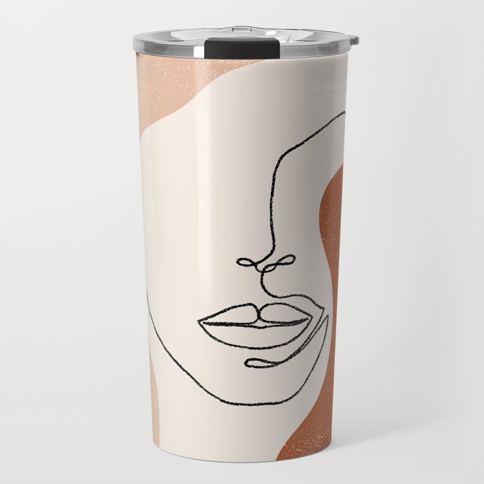 Line Facial Features Travel Mug
