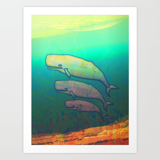 Whales Swimming Together Art Print