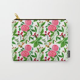 Lush Pink Roses Carry-All Pouch