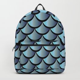 Blue Grey Gradient Mermaid Scales Backpack