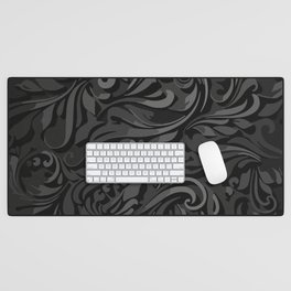 Black Leaf Pattern Desk Mat