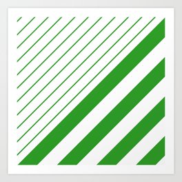 Green And White Stripes Pattern Art Print