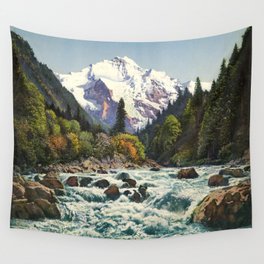 Mountains Forest Rocky River Wall Tapestry