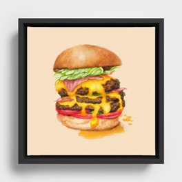 Juicy Cheeseburger Framed Canvas