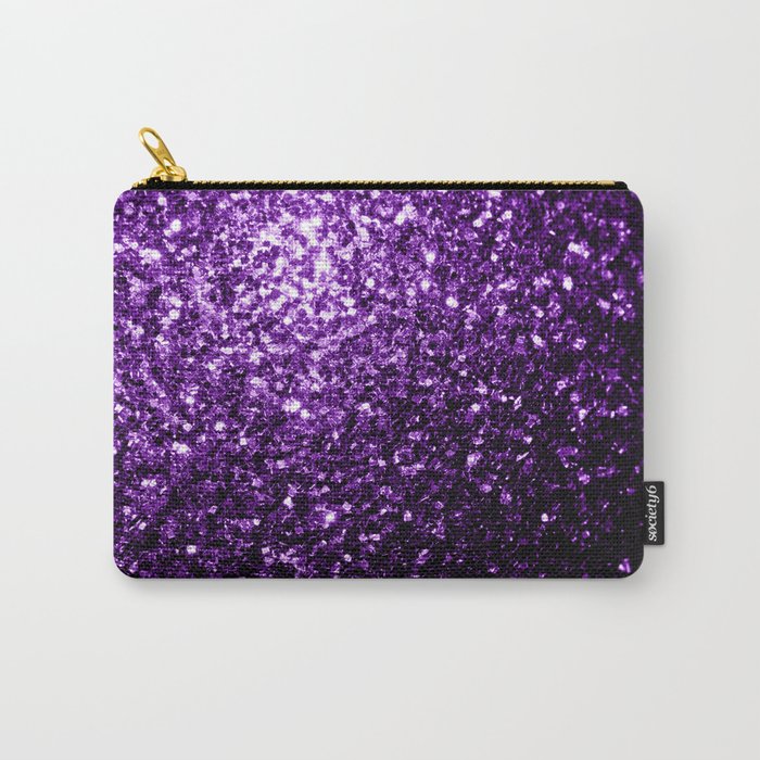 Dark Purple faux shiny glitter sparkles Carry-All Pouch