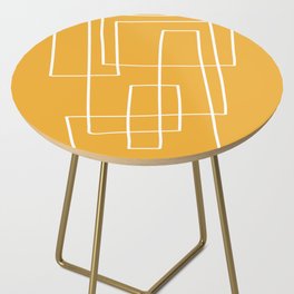 Yellow White Line Art Minimalist Exclusive Yellow Artwork Side Table