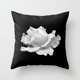 White Rose On Black Throw Pillow