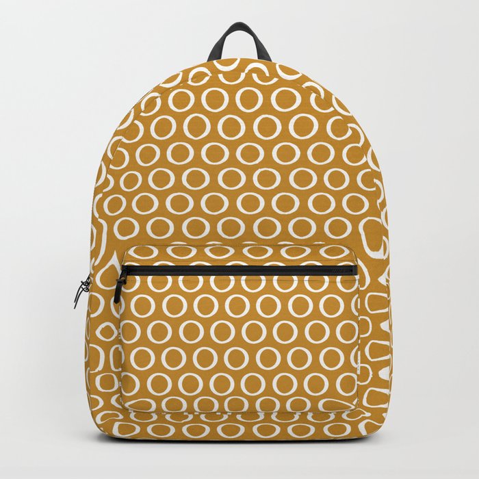 Inky Dots Minimalist Pattern in Dark Mustard Gold Backpack