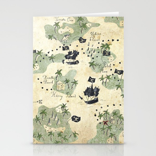 Hand Drawn Pirate Map Stationery Cards