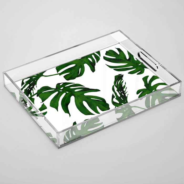 Simply Tropical Palm Leaves in Jungle Green Acrylic Tray
