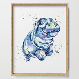 Hippo Colorful Watercolor Hippo Painting - Grace Serving Tray