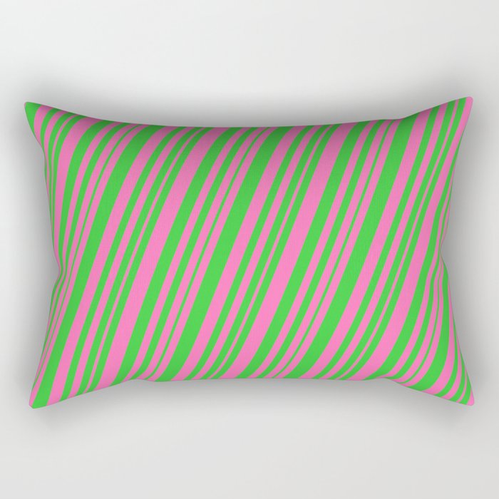 Hot Pink & Lime Green Colored Lines/Stripes Pattern Rectangular Pillow