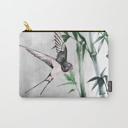 Japanese swallow and bamboo Carry-All Pouch | Ink, Swallow, Flower, Birgit, Color, Chinese, Asia, Water, Asian, Bird 