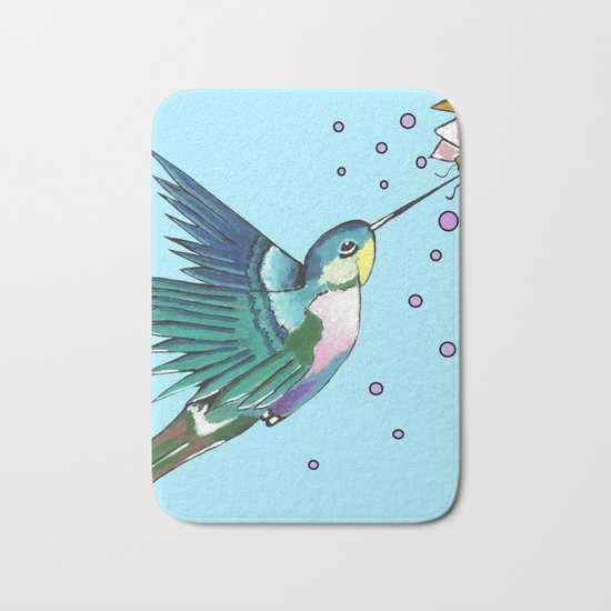 Hummingbird Blue Bath Mat