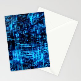 Super Grid 3D Abstract Metaverse -Blue- Stationery Card