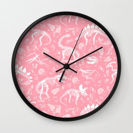 Excavated Dinosaur Fossils in Candy Pink Wall Clock