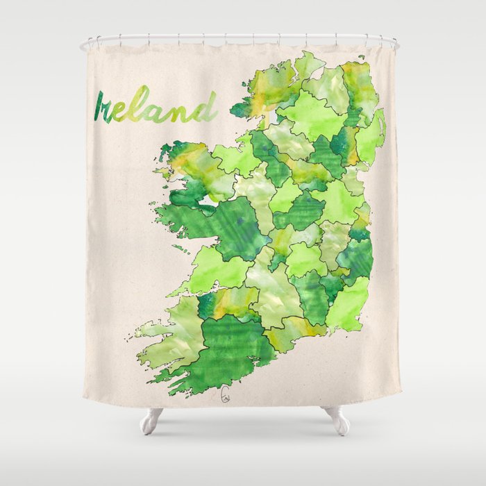 Watercolor Countries Ireland Shower Curtain By Erinmcintosh