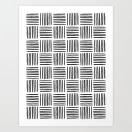 Sideways Stripes - Black Mudcloth Pattern Art Print