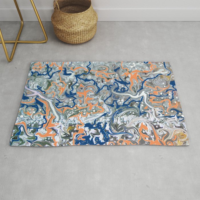 Orange and Blue Abstract Rug