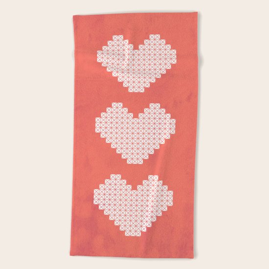 Heart X Red Beach Towel