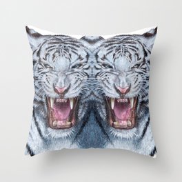 Double White tiger Throw Pillow