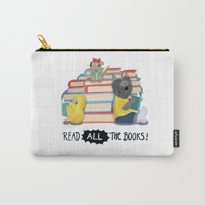 Read ALL the Books! Cute Scottie Dog Budgie Gerbil Art Carry-All Pouch