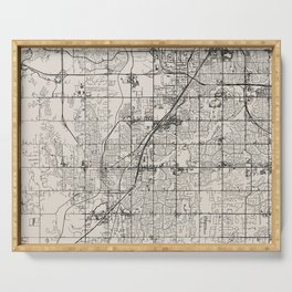 Olathe USA - Black and White city Map Serving Tray