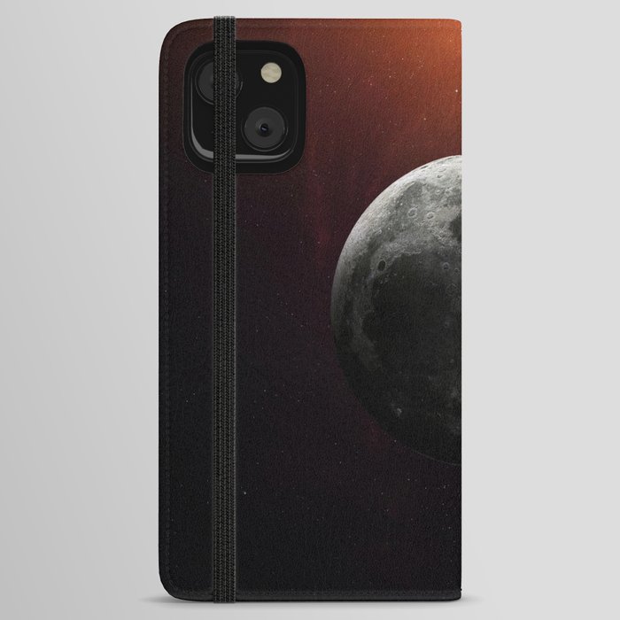 Moon Earth satellite. Poster background illustration. iPhone Wallet Case