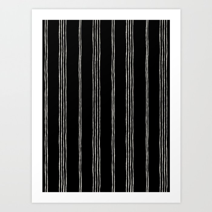 Boho Stripe Pattern Beige On Black Art Print