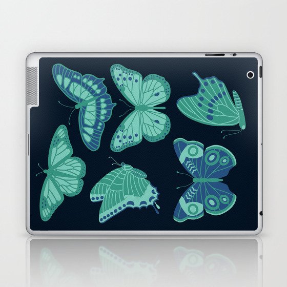 Texas Butterflies – Green and Blue on Navy Laptop & iPad Skin