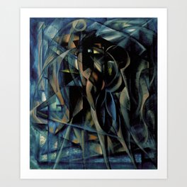 Figures in blue, cubism modern art portrait painting on canvas by Benjamin F Berlin Art Print