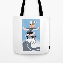 Skateboarder surfing on a concrete wave Tote Bag