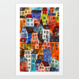 A crowded but colorful house Art Print