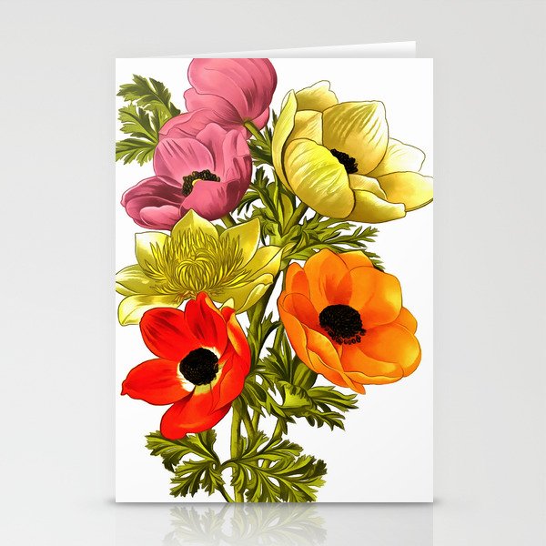 Anemone Windflower Botanical Art Stationery Cards