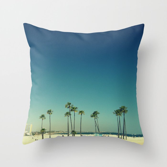 Summer Beach Blue Throw Pillow