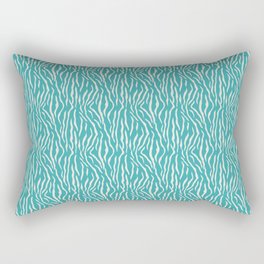Alabaster White Solid Color Tiger Stripes Pattern on Aqua Teal Turquoise Parable to Aquarium SW 6767 Rectangular Pillow