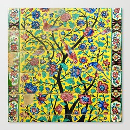 Persian Art Flowers and Birds Tile Mosaic, Shiraz, Iran Canvas Print