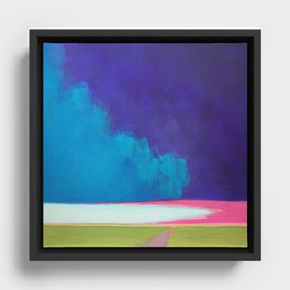 Summer Storm with Green Fields Framed Canvas