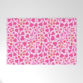 WITH LOVE FLORAL HEARTS AND LOVE PATTERN Welcome Mat