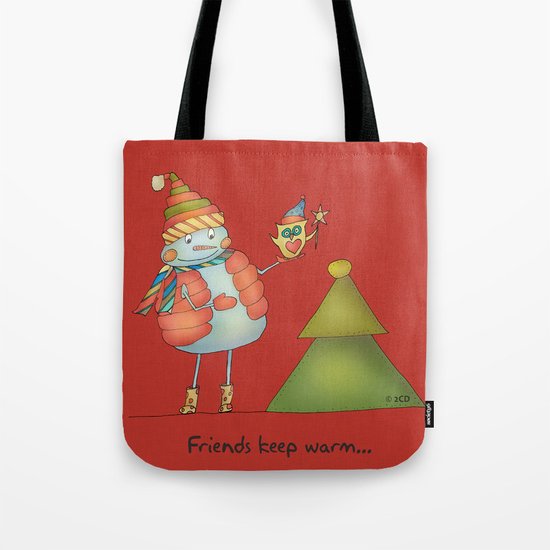Friends keep warm - red Tote Bag