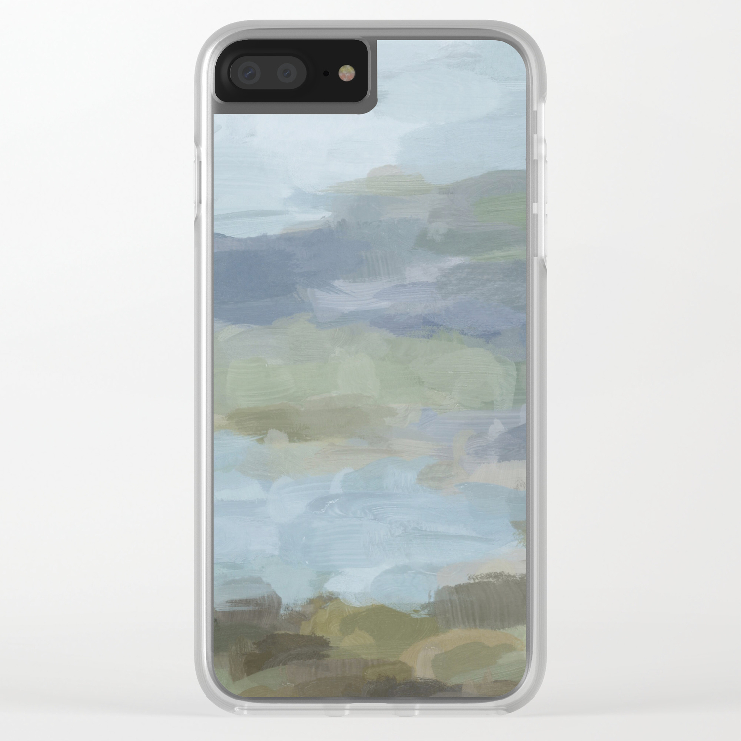 Diptych Ii Sky Gray Blue Sage Green Abstract Wall Art Painting Art Lake Nature Print Portrait Clear Iphone Case