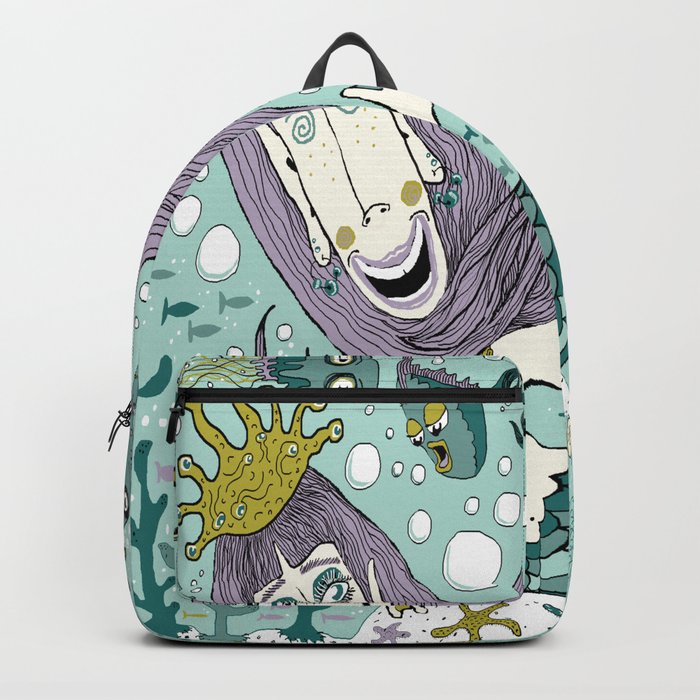 Quirky Mermaid with Sea Friends Backpack