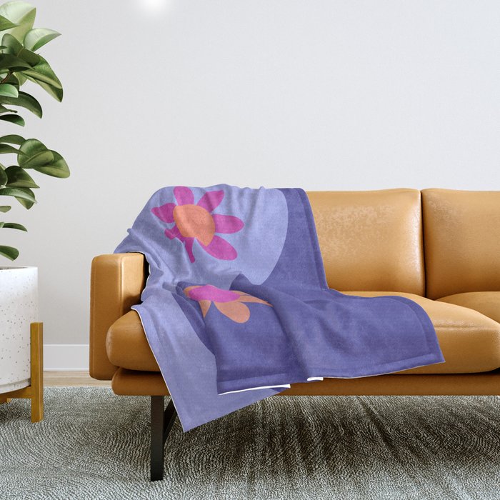 Yin Yang floral - periwinkle Throw Blanket