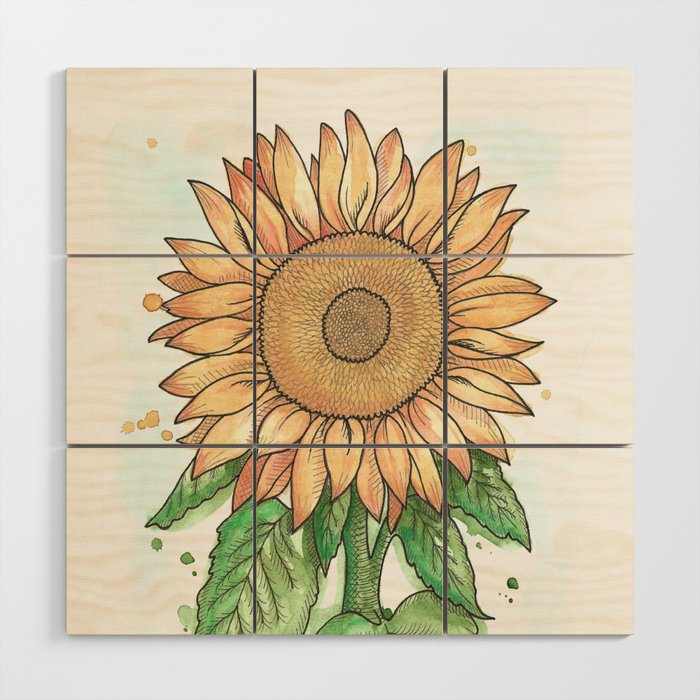 Cheerful Sunflower Wood Wall Art