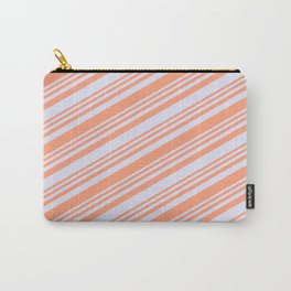 [ Thumbnail: Light Salmon and Lavender Colored Lined/Striped Pattern Carry-All Pouch ]