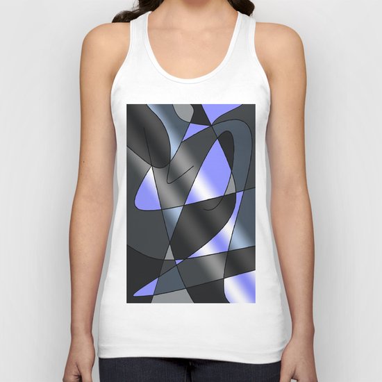 ABSTRACT CURVES #2 (Greys & Light Blue) Unisex Tank Top