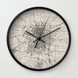 Springfield, Missouri - USA - Black and White Minimal City Map Wall Clock