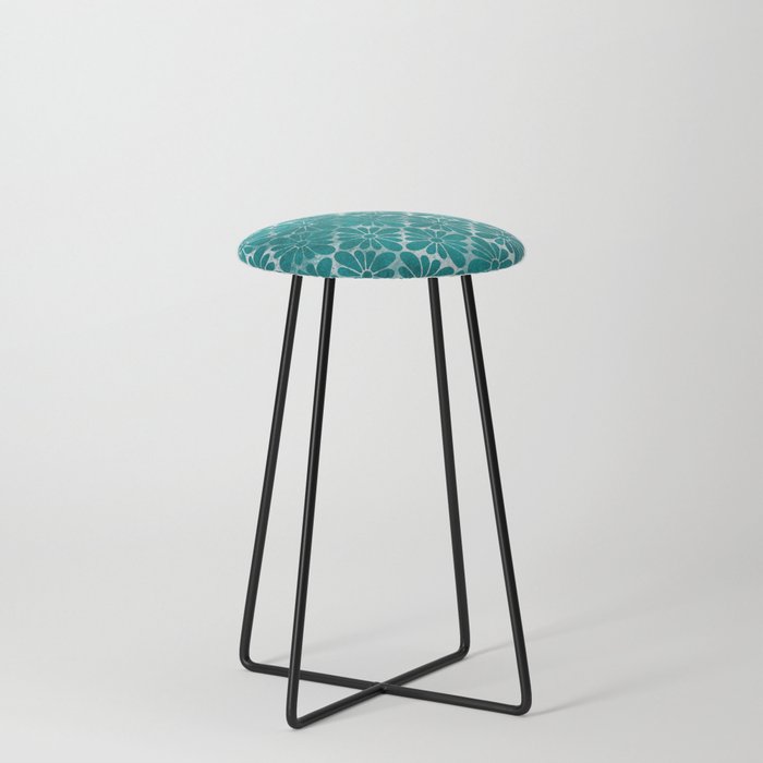 teal pattern / grunge pattern / full colour Counter Stool